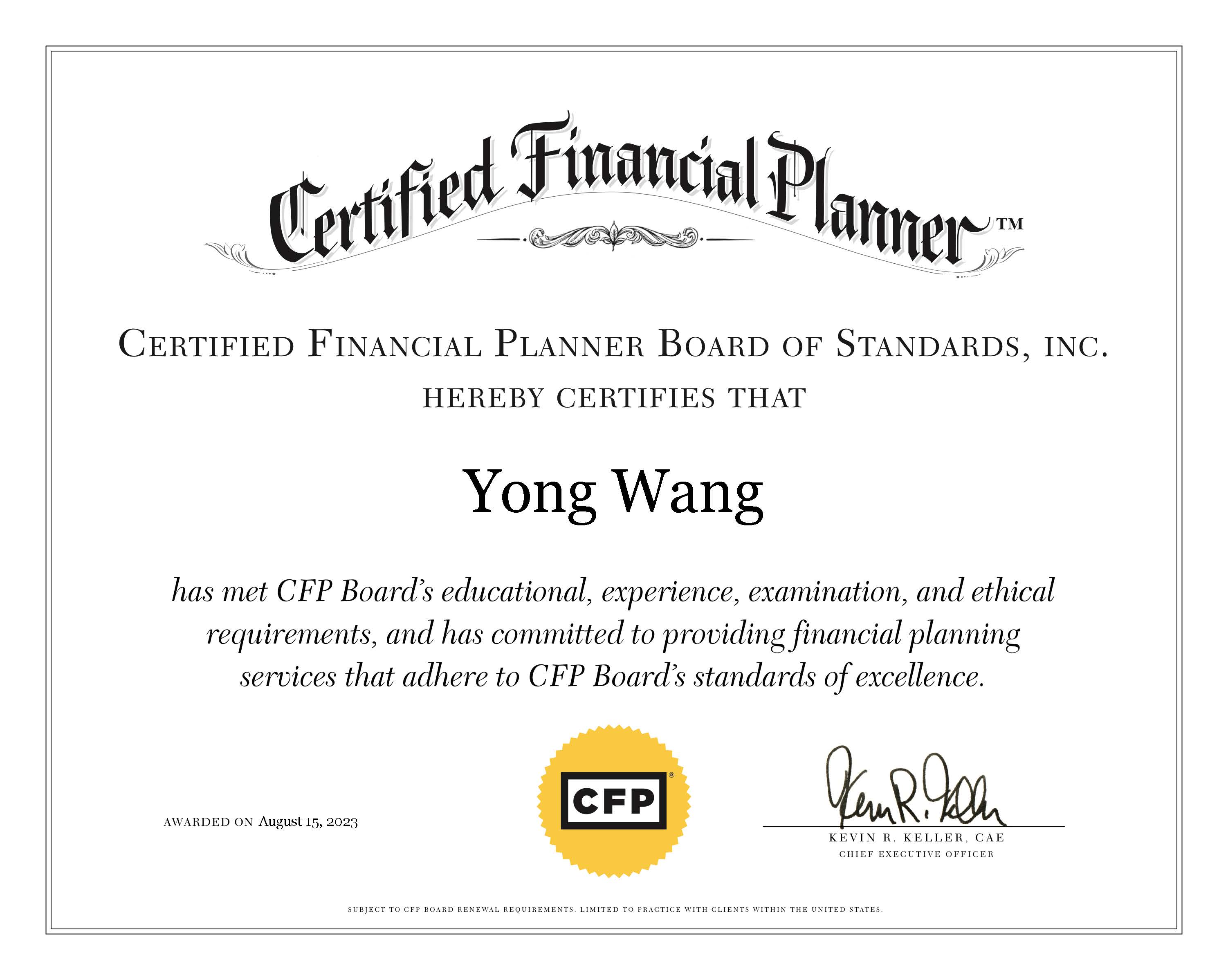 CFP – Certified Financial Planner