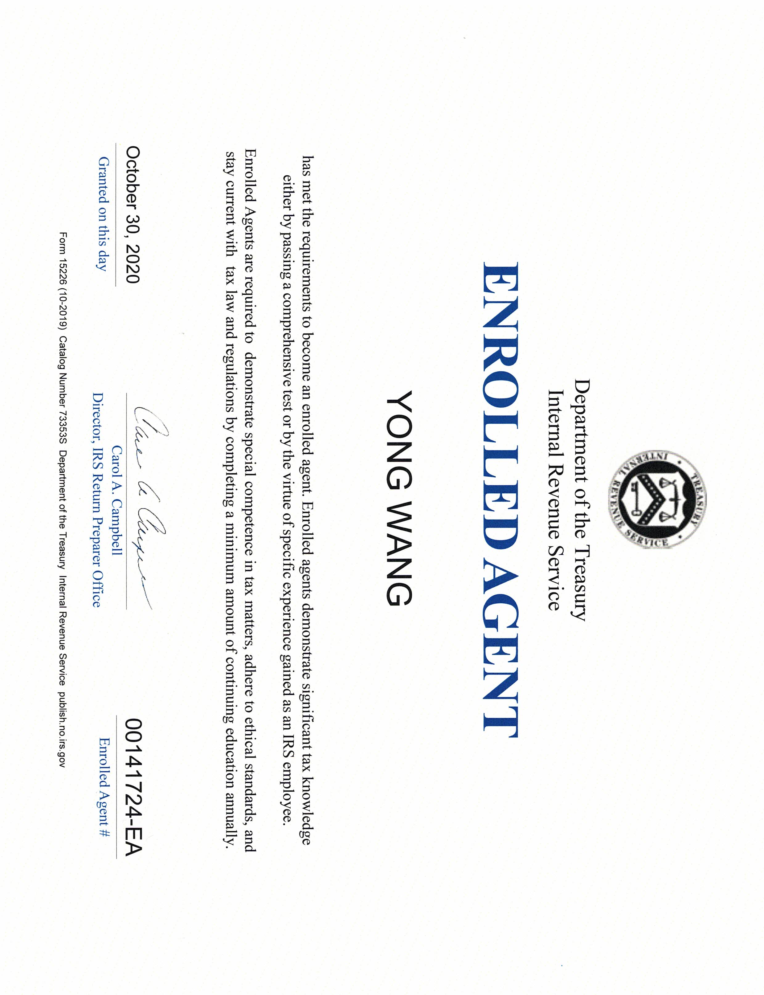 EA – IRS Enrolled Agent